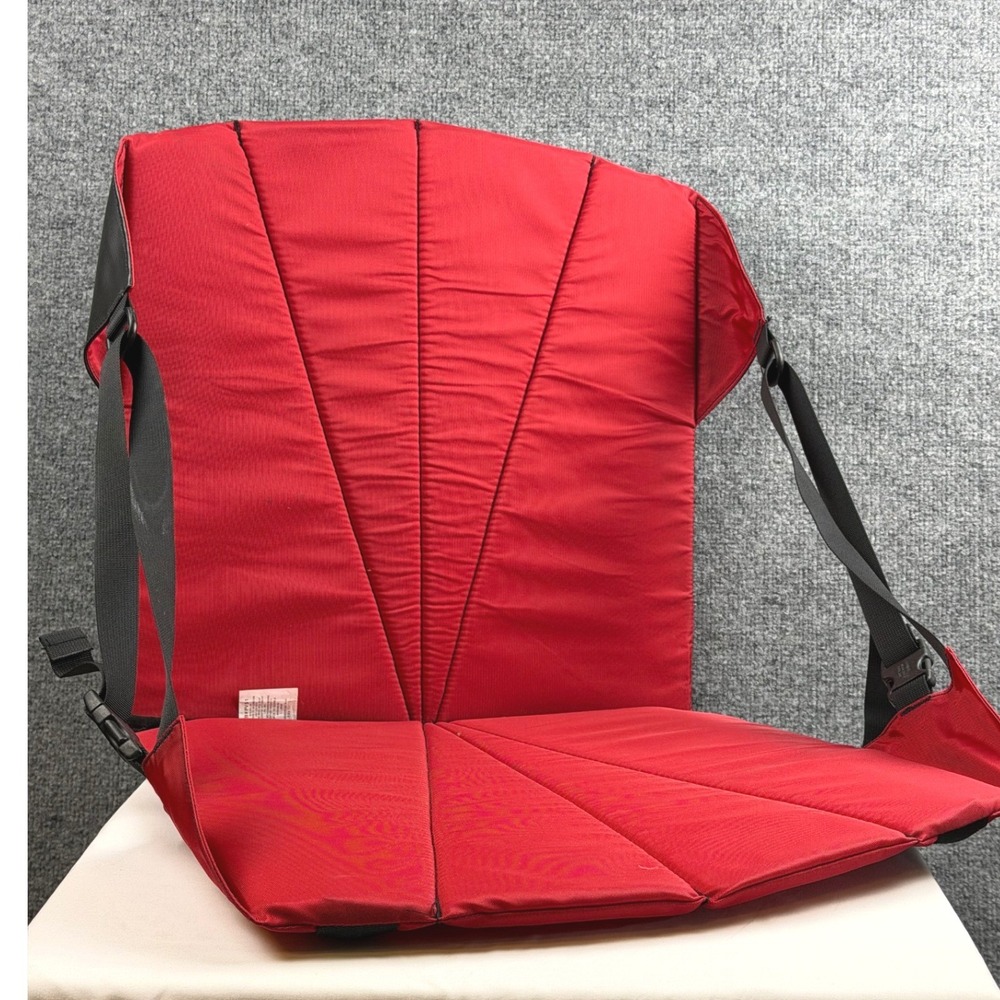 L.L. Bean Stadium Seat Portable Folding Cushion Chair Red Insulated Camping EUC